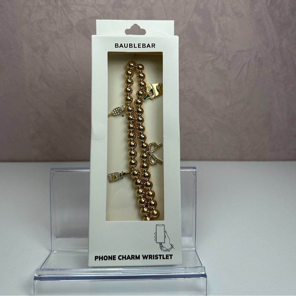BaubleBar Gold Colored Beaded Phone Charm Wristlet - Picture 6 of 14